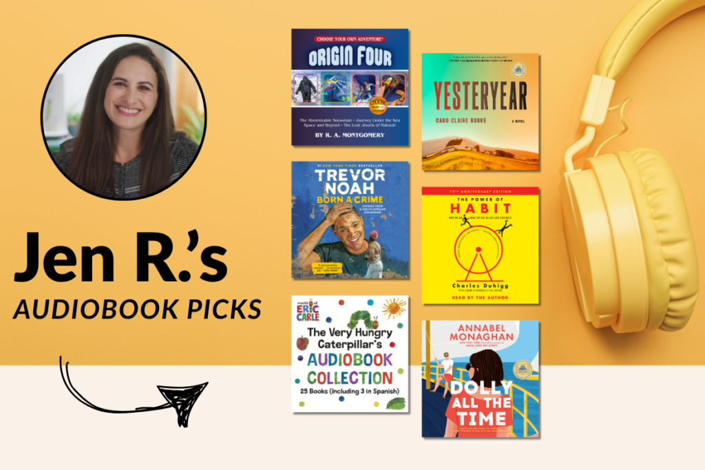 Jen R.'s Audiobook Month Staff Picks Blog header image 2026